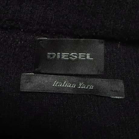 【USED】2010's DIESEL Italian Yarn Wide Stripe Pile Knit Sweater Black × Ivory Size:M