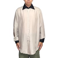 【USED】90's GIANFRANCO FERRE Detachable Collar & Cuffs Silk Dress Shirt