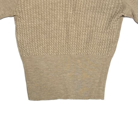 【USED】90's GIVENCHY Boutiques Logo Gold Button Cable Knit Wool Sweater Beige