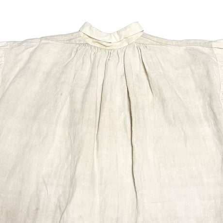 【USED】1920's French Antique Linen Pleated Smock Shirt