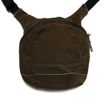 【USED】00's NIKE Faded Cotton Twill Technical Mini Shoulder Bag