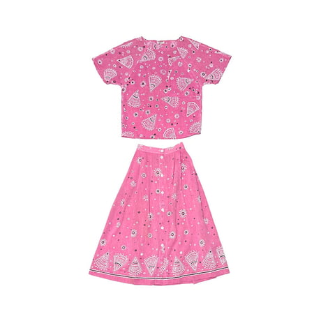 【USED】80's RODIER PARIS Bandana Print Top & Long Skirt Set