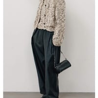 【YENN】[Y264-31117] RIB FAUX LEATHER PT