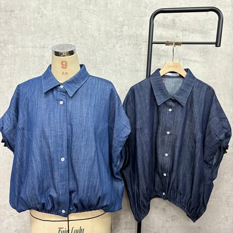 【TRANOI.】コクーンフリルデニムシャツ　251R202