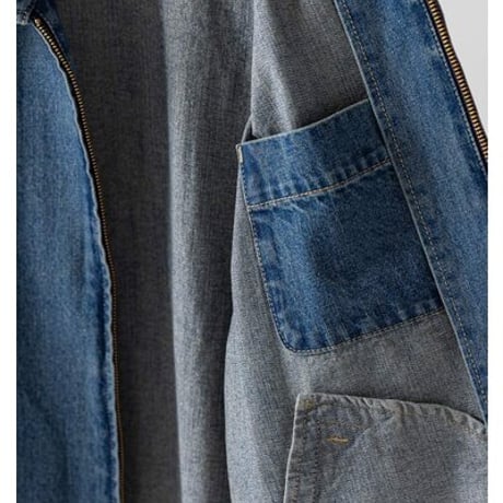 【YENN】[Y264-41139] DENIM ZIP UP JACKET