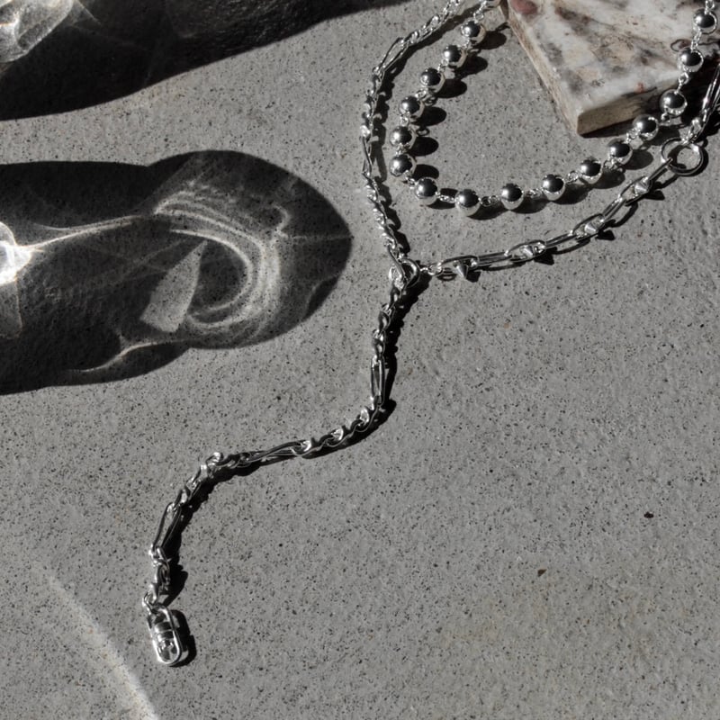 Chrome spike necklace (2P) | Soierie Online Store
