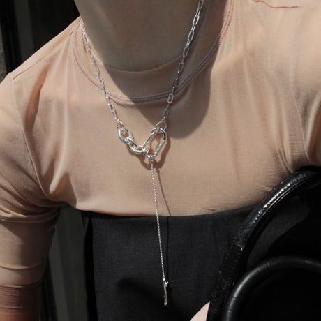 Raw edge clip necklace