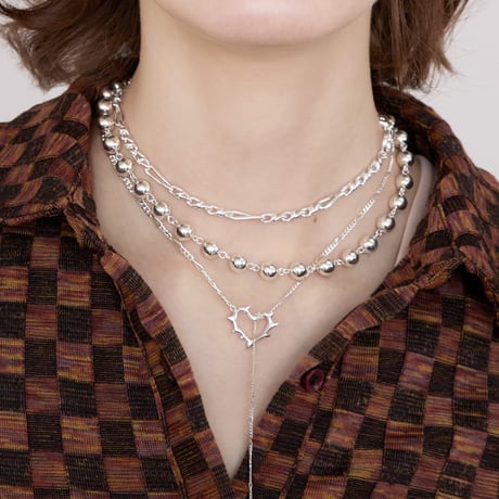 Chrome spike necklace (2P)