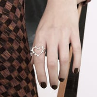 Raw edge heart ring