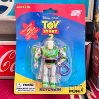 【当時モノ/ 未開封デッドストック】2000年 Pixar映画「トイ・ストーリー2」 フィギュア付きキーホルダー "バズ・ライトイヤー"［アメトイ/シネマアーカイブ］