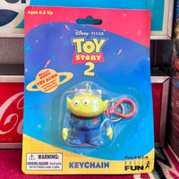 【当時モノ/ 未開封デッドストック】2000年 Pixar映画「トイ・ストーリー2」 フィギュア付きキーホルダー "リトルグリーンメン/エイリアン"［アメトイ/シネマアーカイブ］
