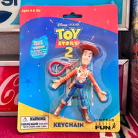 【当時モノ/ 未開封デッドストック】2000年 Pixar映画「トイ・ストーリー2」 フィギュア付きキーホルダー "ウッディ"［アメトイ/シネマアーカイブ］