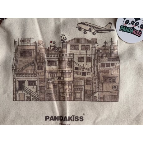 ＜限量版＞【香港☆ PANDAKISS®】 啓徳系列　復古TOTE BAG /  限定商務零舊館コラボ　#7073116N