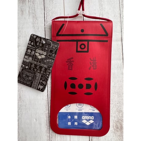 ＜推２＞【香港☆G.O.D.×Arena】水陸両用 「信箱」 携帯ポーチ   /  Waterproof Phone Pouch,Red   #6072918N