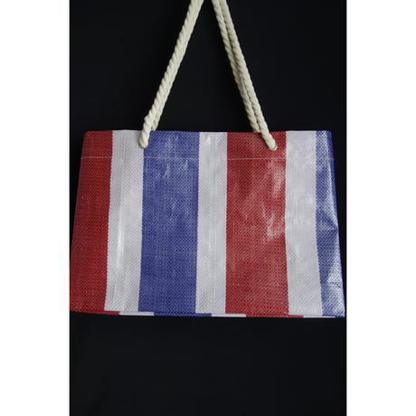 ☆手作☆【香港・紅白藍】＜おススメ＞  大き目・底板あり・軽いTOTE BAG☆環保袋・HANDMADE   #6093041N