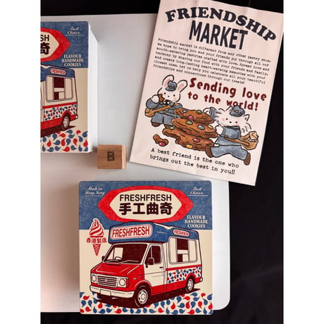 香港から推！【香港☆FRIENDSHIP MARKET】缶！缶！缶入りダイカットクッキー   /　小輪・雪糕車・菠蘿包の３種類  #60928