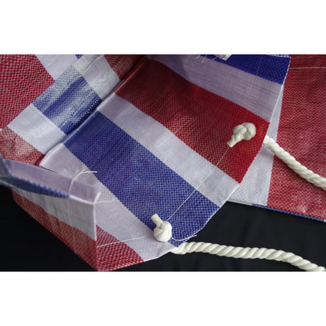 ☆手作☆【香港・紅白藍】＜おススメ＞  大き目・底板あり・軽いTOTE BAG☆環保袋・HANDMADE   #6093041N