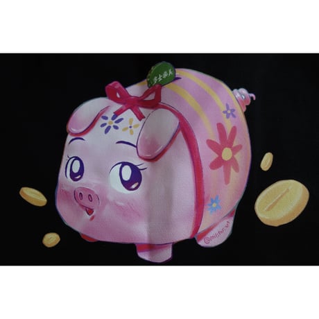 おススメします【香港☆美樂士多】大き目のトートバッグ / ぶたさん貯金箱🐽黑色とオフ白の２色展開 #6093040N