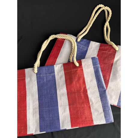 ☆手作☆【香港・紅白藍】＜おススメ＞  大き目・底板あり・軽いTOTE BAG☆環保袋・HANDMADE   #6093041N