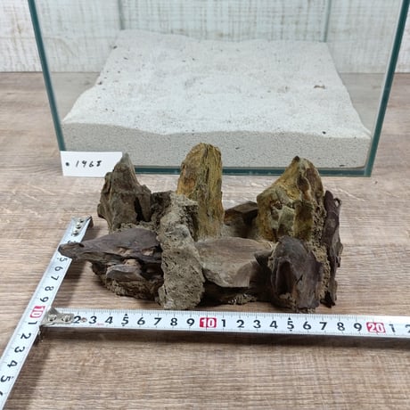 希少気孔石山  小サイズ（美型） 一点物の水槽オブジェ No. 19678 (30cm水槽)(W約18cm/H約9cm)