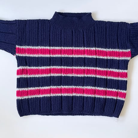 3 Colors Knitting「異素材ボーダーのプルオーバー」糸キット/ B95-G