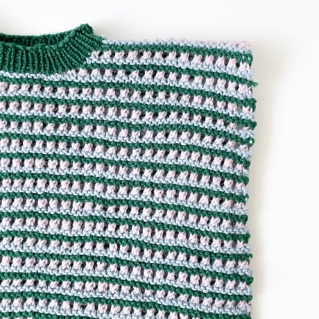 3 Colors Knitting「すかしボーダーのサイドオープンベスト」糸キット/ B95-B