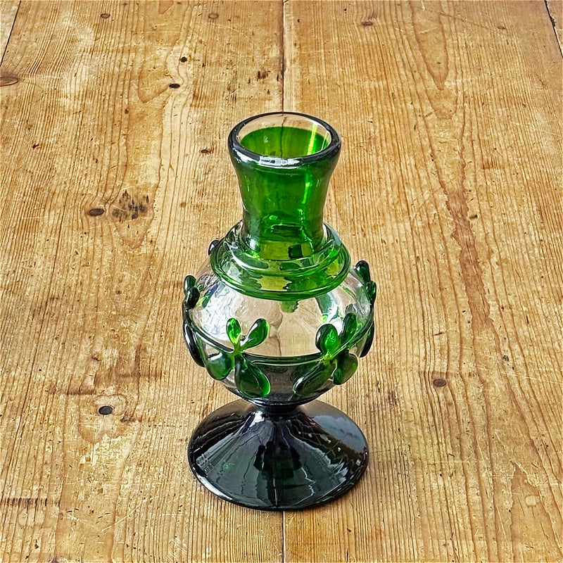 村松 学 ヒモ描き花器 四つ葉紋 クリア×緑 | MARKUS