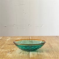 村松 学　網目丸底鉢　茶×アサギ緑