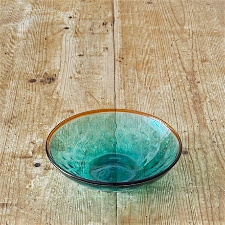 村松 学　網目丸底鉢　茶×アサギ緑