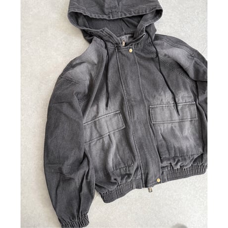 BIGポケットフーディーデニムJK 【CHARCOAL】