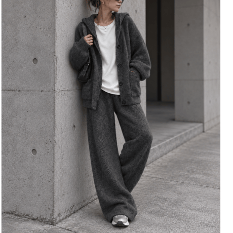 フーディーニットSET UP 【DARK GRAY】