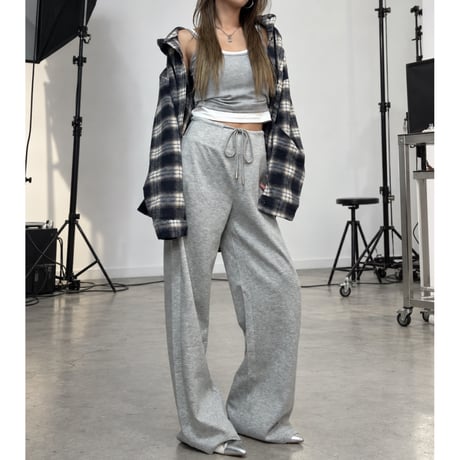 ストレートワイドスウェットパンツ 裏起毛ver. 【GRAY】