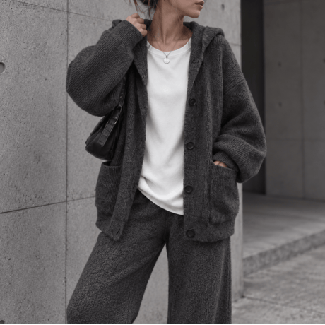 フーディーニットSET UP 【DARK GRAY】