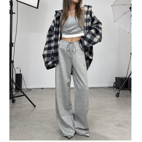 ストレートワイドスウェットパンツ 裏起毛ver. 【GRAY】