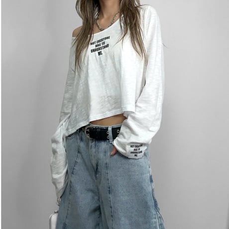 スラブシアーロゴクロップドロンT 【WHITE】