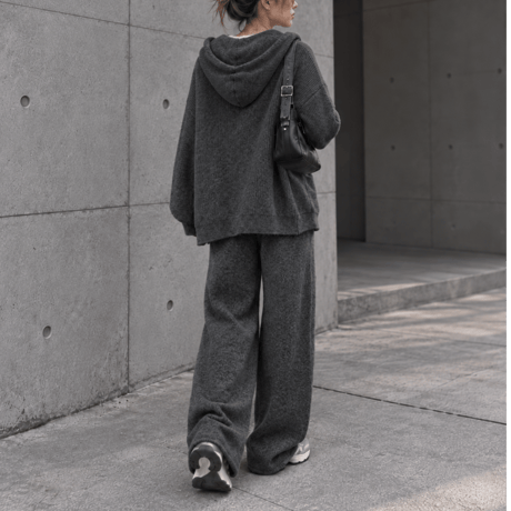 フーディーニットSET UP 【DARK GRAY】