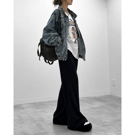 ストレートワイドスウェットパンツ 裏起毛ver. 【BLACK】