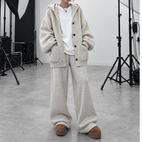 フーディーニットSET UP【LIGHT BEIGE】