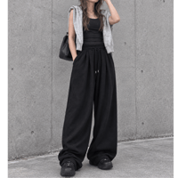 タックワイドスウェットパンツ 【BLACK】