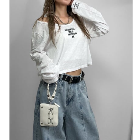 スラブシアーロゴクロップドロンT 【WHITE】