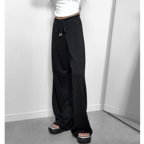 ストレートワイドスウェットパンツ 裏起毛ver. 【BLACK】