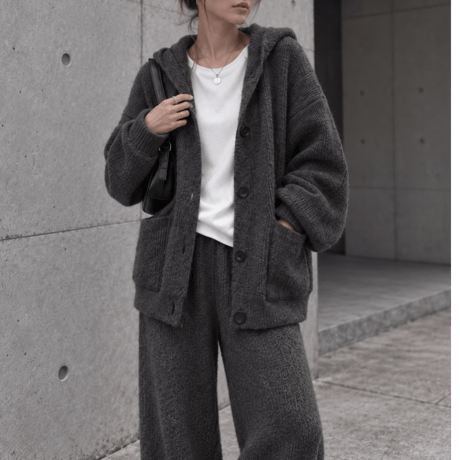 フーディーニットSET UP 【DARK GRAY】