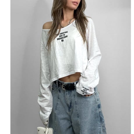 スラブシアーロゴクロップドロンT 【WHITE】