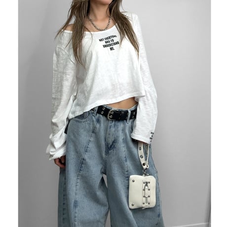 スラブシアーロゴクロップドロンT 【WHITE】