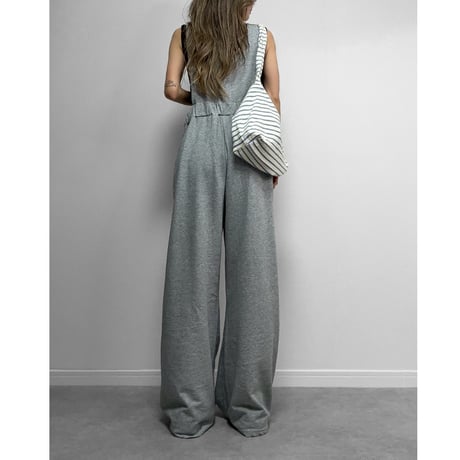 ダメージスウェットサロペット【GRAY】