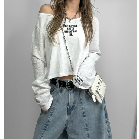 スラブシアーロゴクロップドロンT 【WHITE】