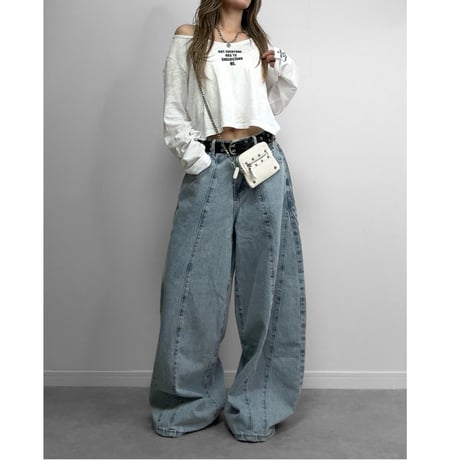 スラブシアーロゴクロップドロンT 【WHITE】