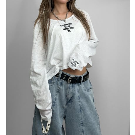 スラブシアーロゴクロップドロンT 【WHITE】