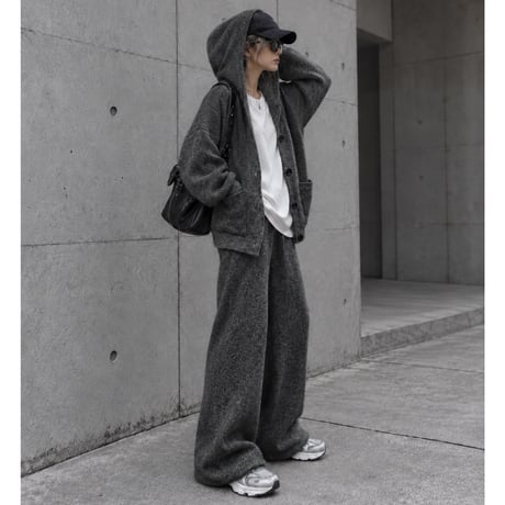 フーディーニットSET UP 【DARK GRAY】