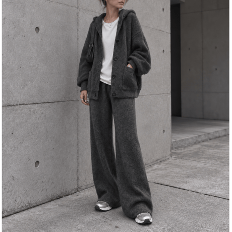 フーディーニットSET UP 【DARK GRAY】